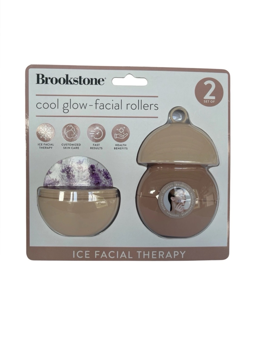 Brookstone Set of 2 cool glow Reusable Ice facial roller
